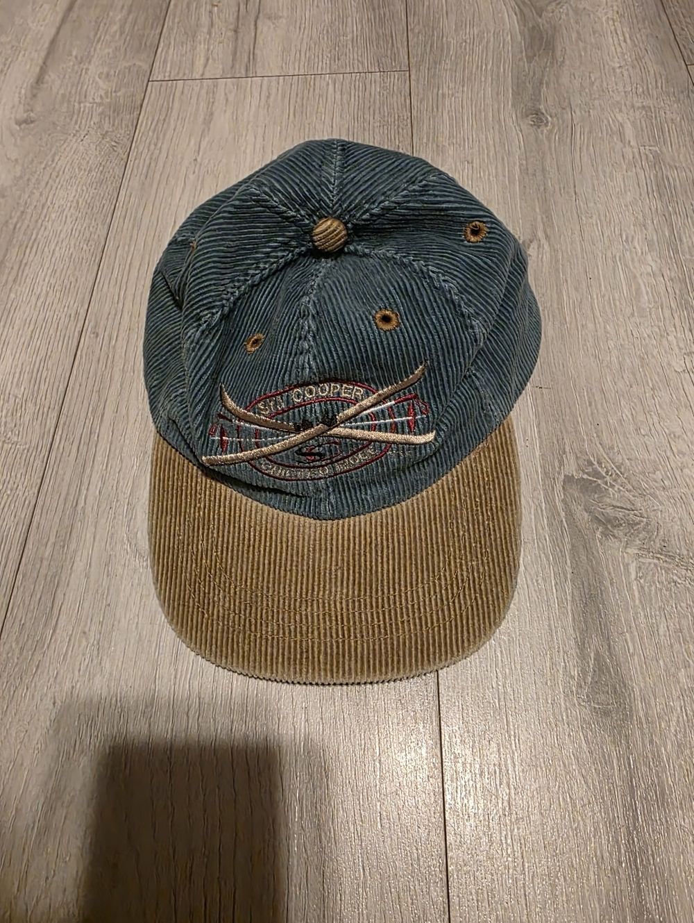 Men's Two-Tone Corduroy Cap - Teal and Brown